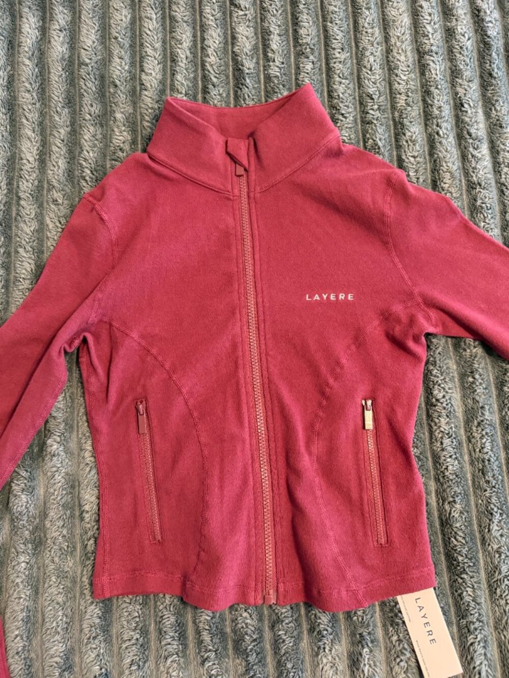 Layere organic cotton zip jacket XS cherry NWT